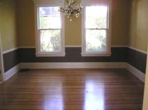 Two tone painted formal dining room.